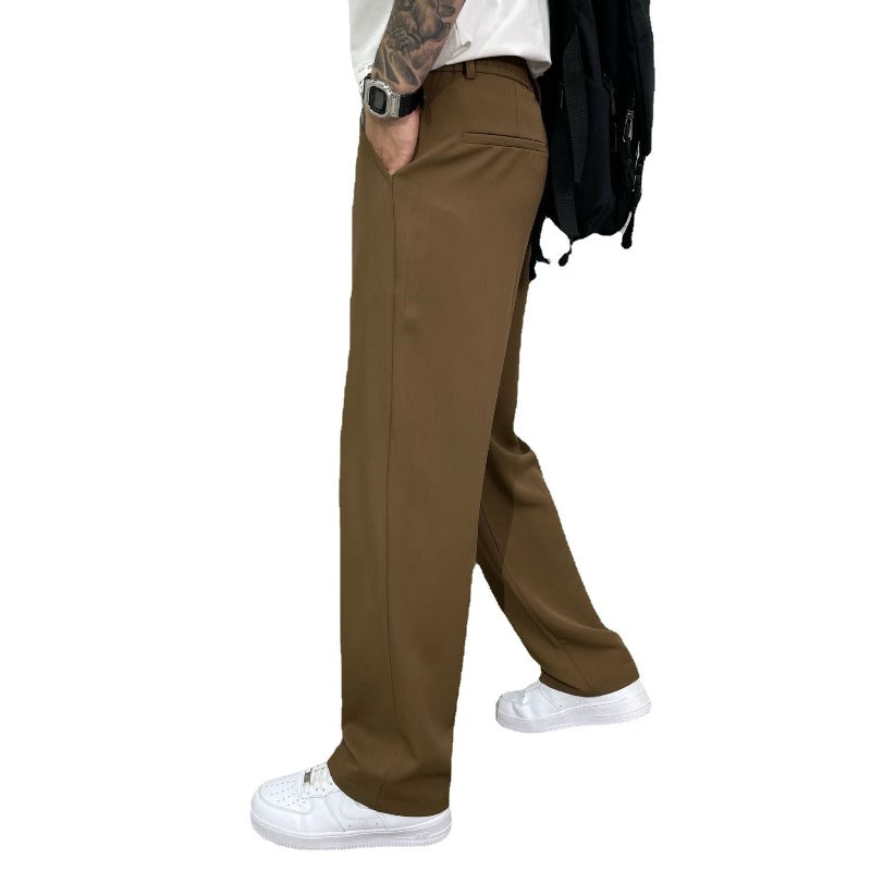 Herren-Weitbein-Hose mit geradem Schnitt und Falten