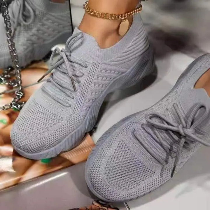 Damen Strick-Sneaker mit Schnürung