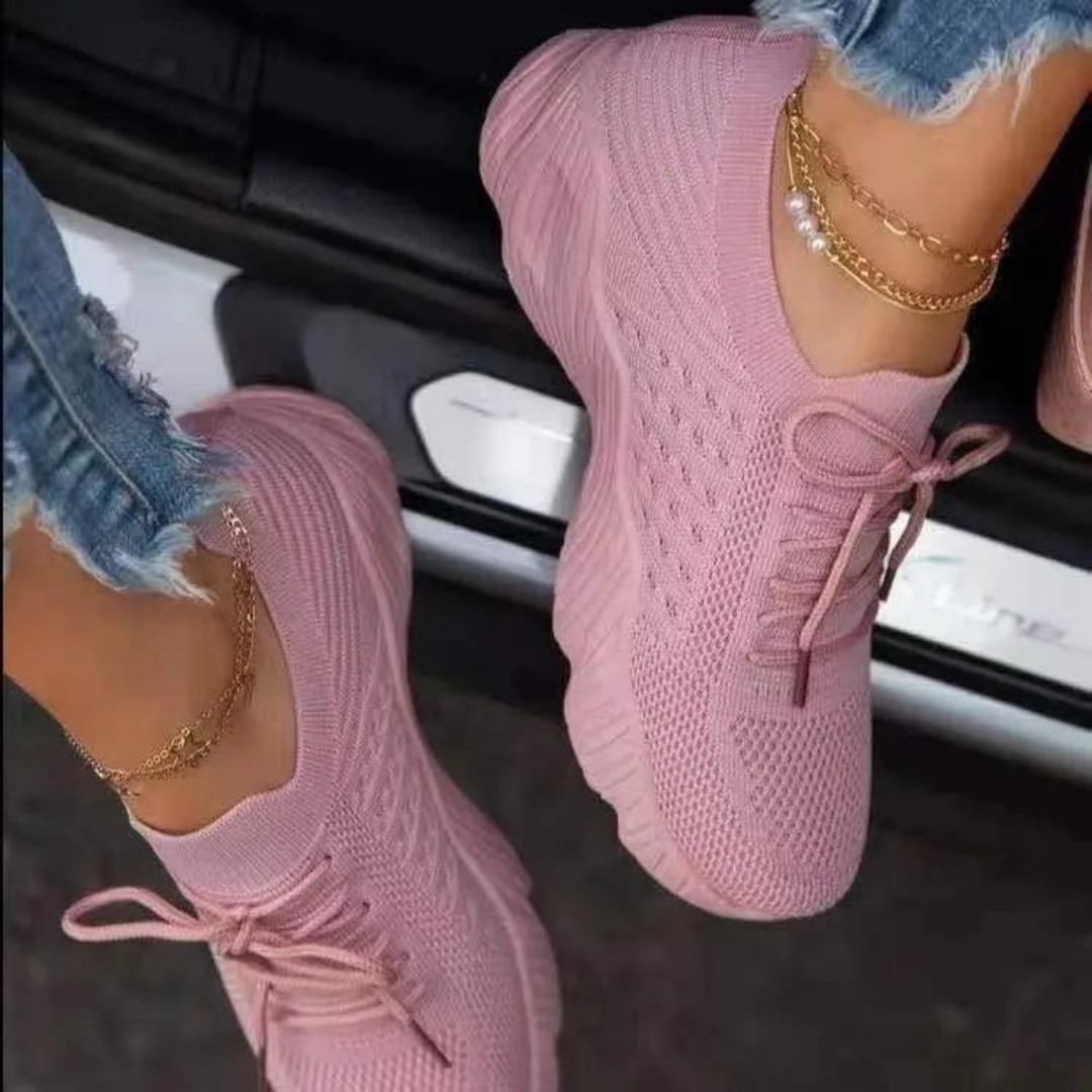 Damen Strick-Sneaker mit Schnürung