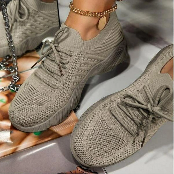Damen Strick-Sneaker mit Schnürung