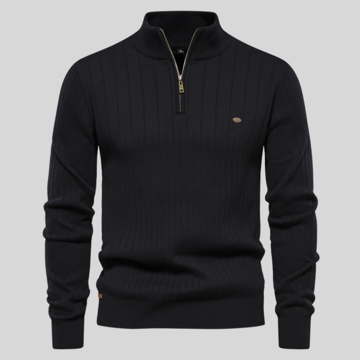 Herren-Strickpullover Mit Halbem Reißverschluss | Lange Ärmel