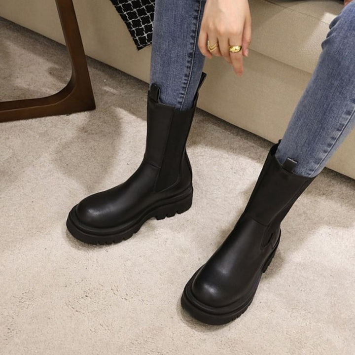 Damen Plateaustiefel aus Veganleder