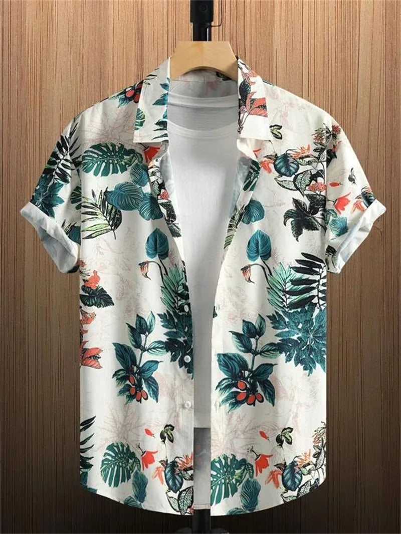 Herren Kurzarm-Hemd mit Knopfleiste und Print