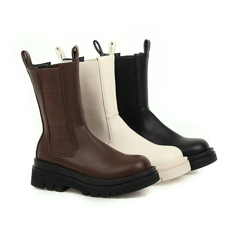 Damen Plateaustiefel aus Veganleder