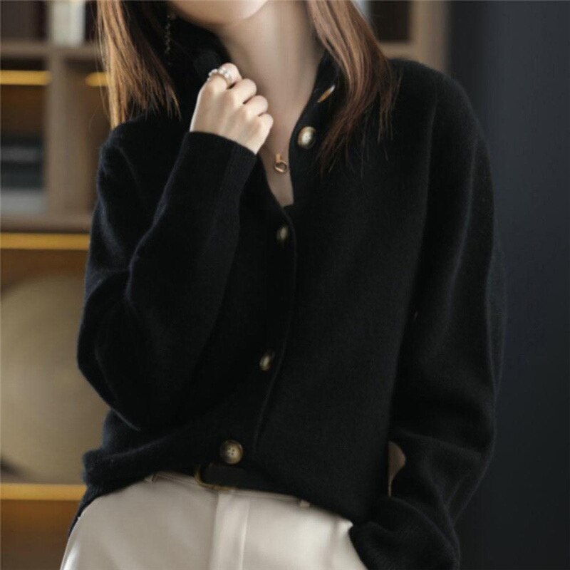Damen Freizeit-Strickjacke Mit Knopfleiste | Gestrickt