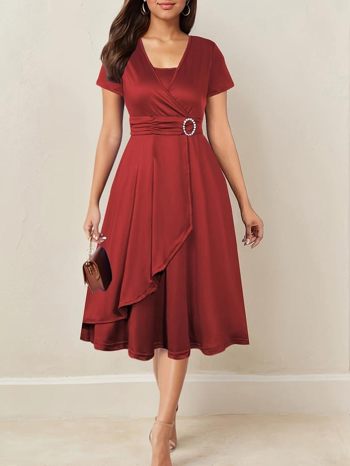 Stilvolles Abendkleid Mit V-Ausschnitt Für Damen | Midi