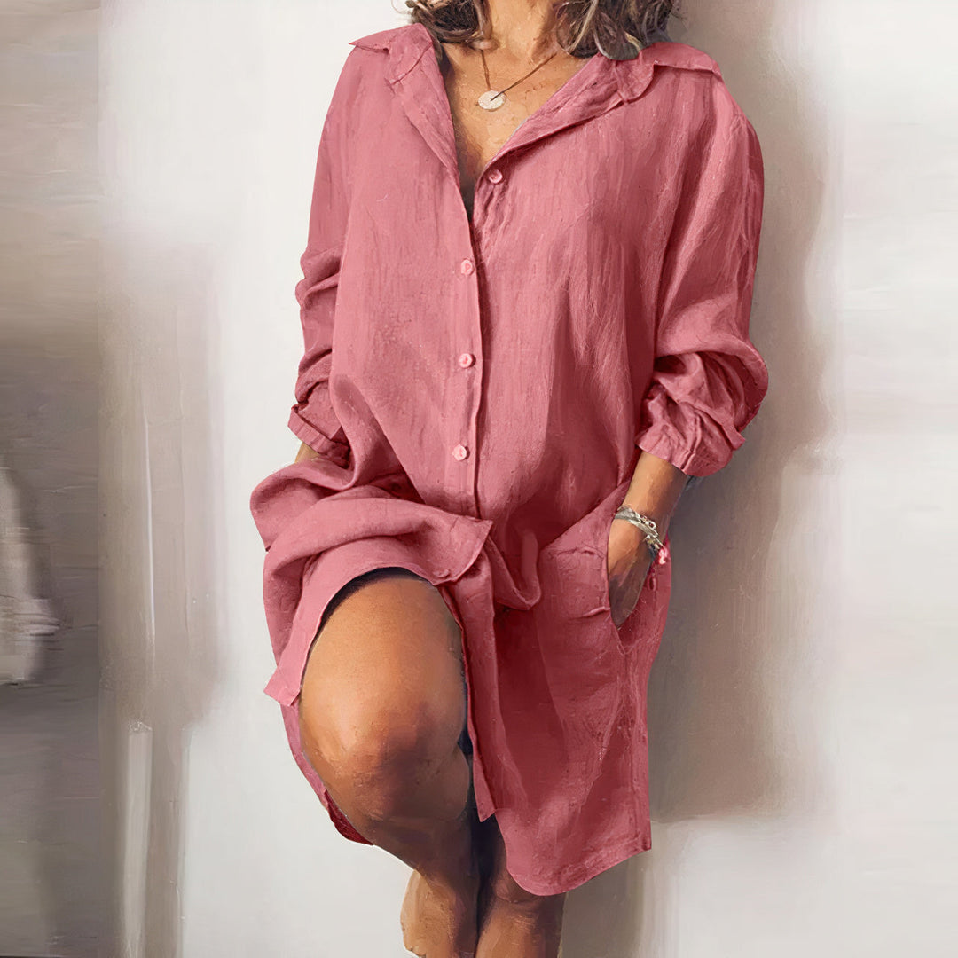 Button-Down Midi Hemdkleid für Damen