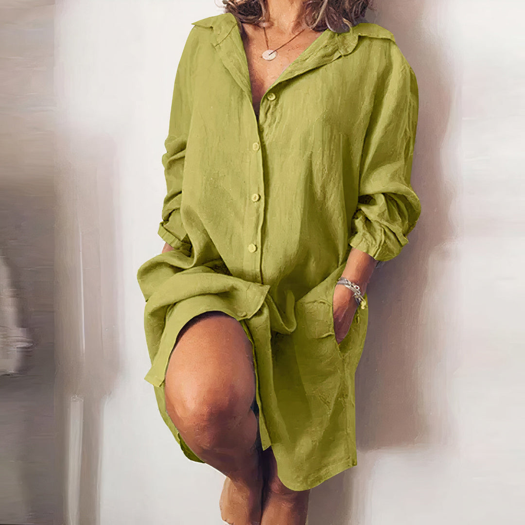 Button-Down Midi Hemdkleid für Damen
