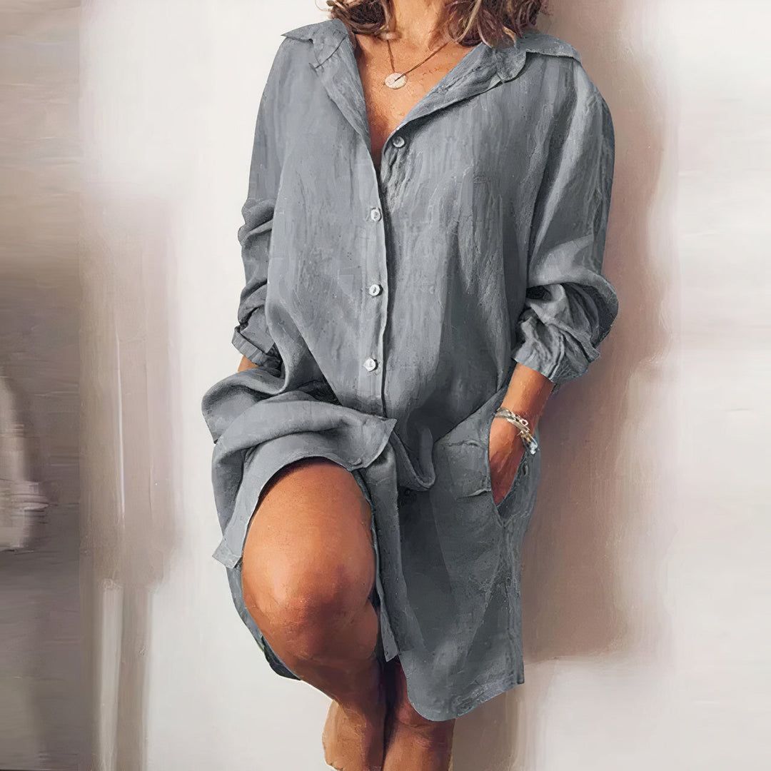 Button-Down Midi Hemdkleid für Damen