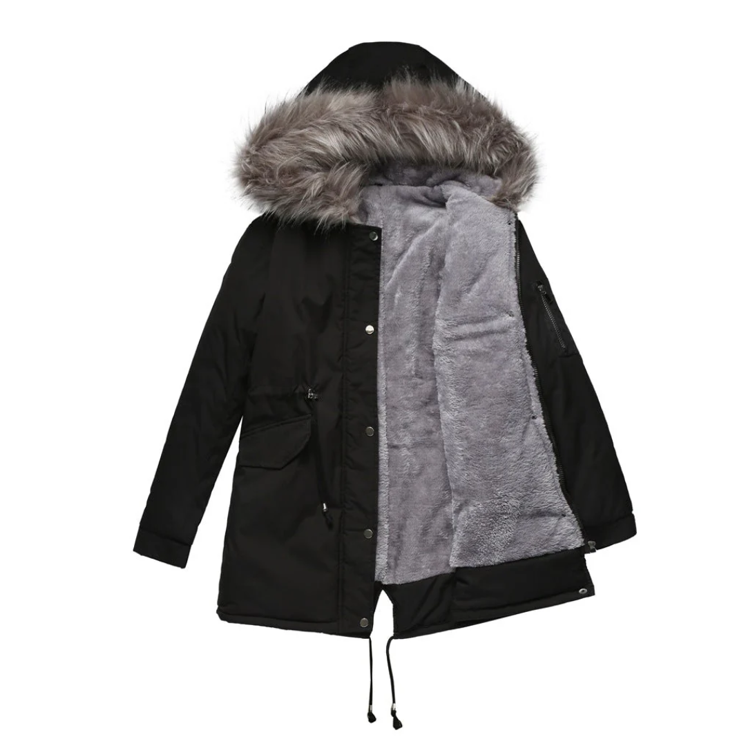 Stylische Parka Winterjacke Für Damen | Mit Knopfleiste