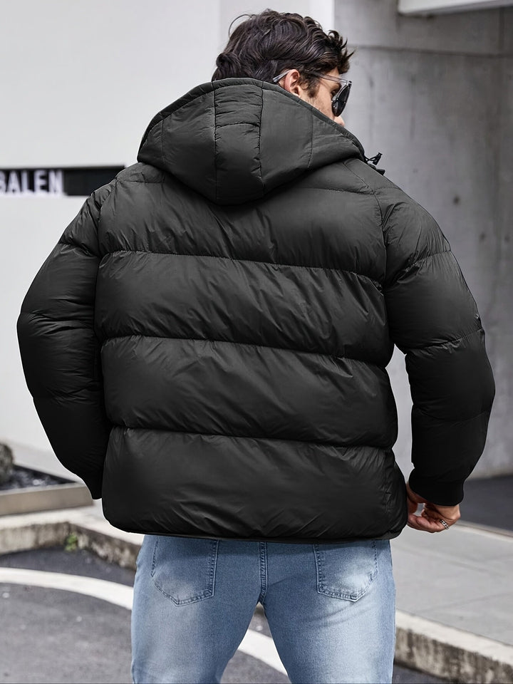 Herren Lässige Daunenjacke Mit Kapuze | Durchgehender Reißverschluss