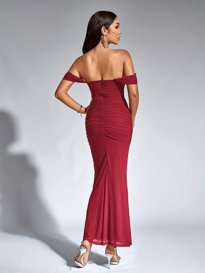 Damen Maxi Hochzeitsgastkleid | Schulterfrei