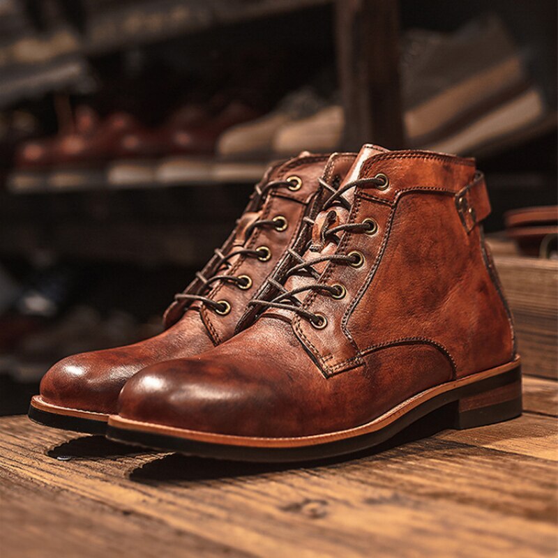 Herren Alle Jahreszeiten Veganem Leder Stiefel mit Schnürung