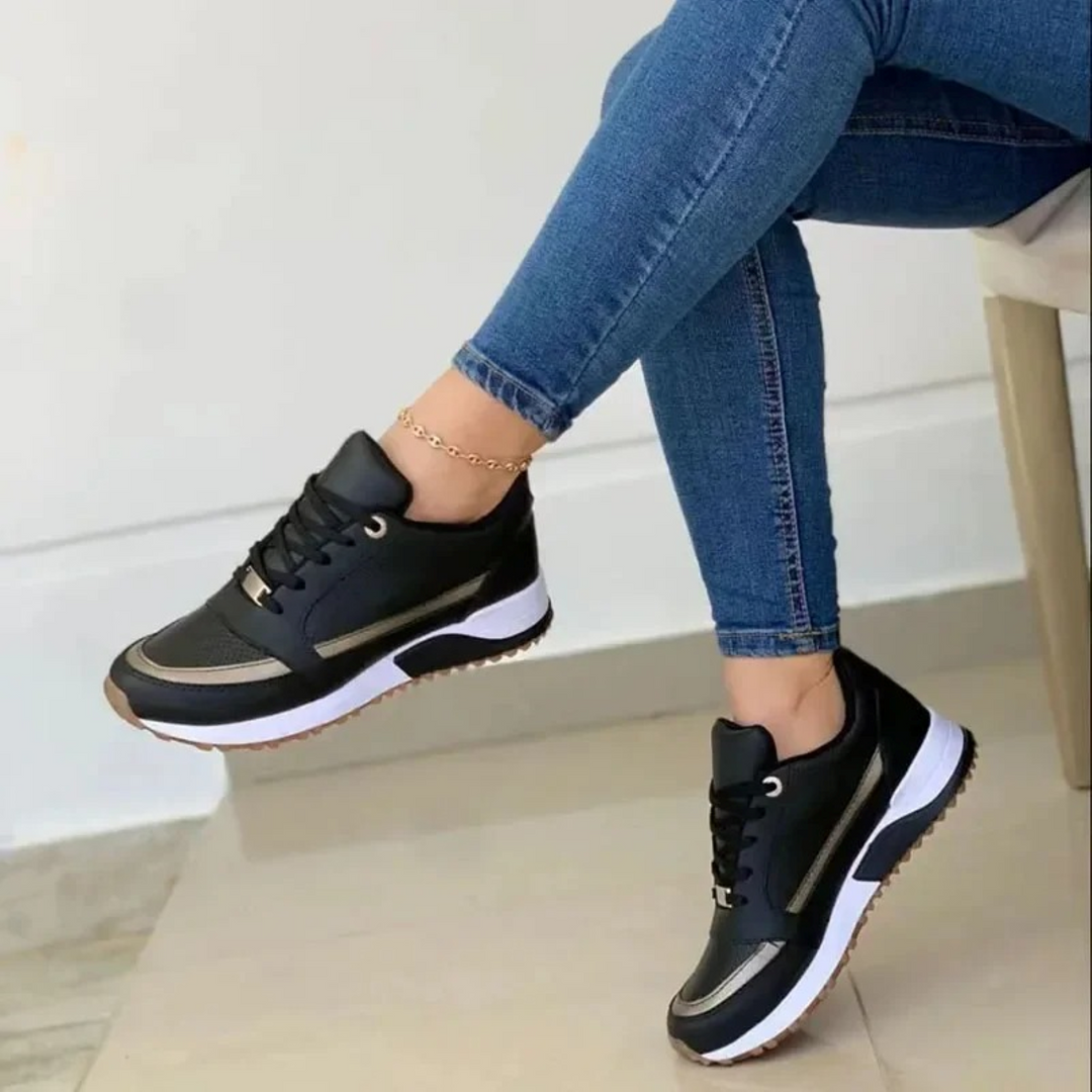Damen Alle Jahreszeiten-Dicker Sohle Sneaker mit and Schnürung