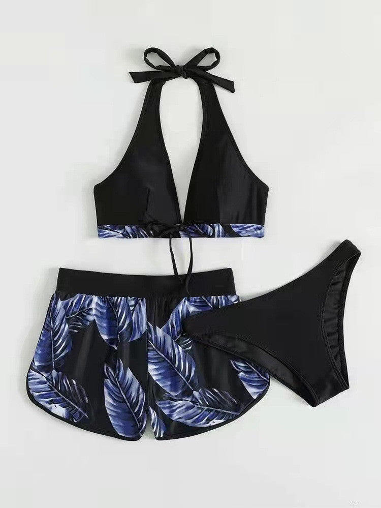 Damen Dreiteiliges Bikini mit Haltertop und passendem Shorts