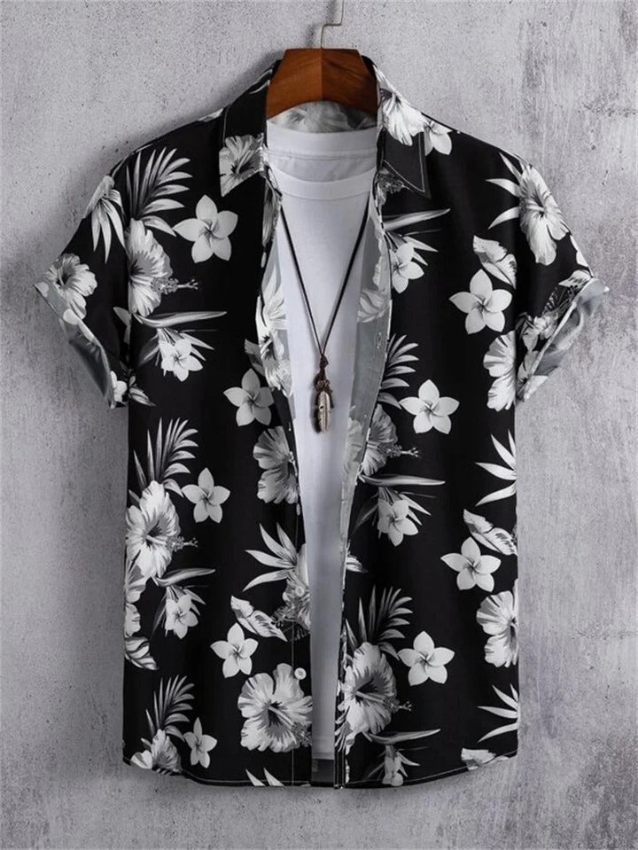 Herren Kurzarm-Hemd mit Knopfleiste und Print