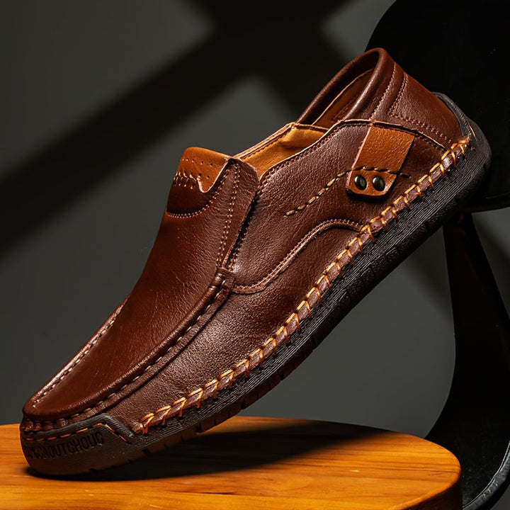 Herren Alle Jahreszeiten Veganem Leder Loafers mit Ziernaht-Design