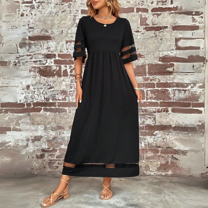 Damen-Sommer-Midikleid mit transparenten Ärmelabschlüssen