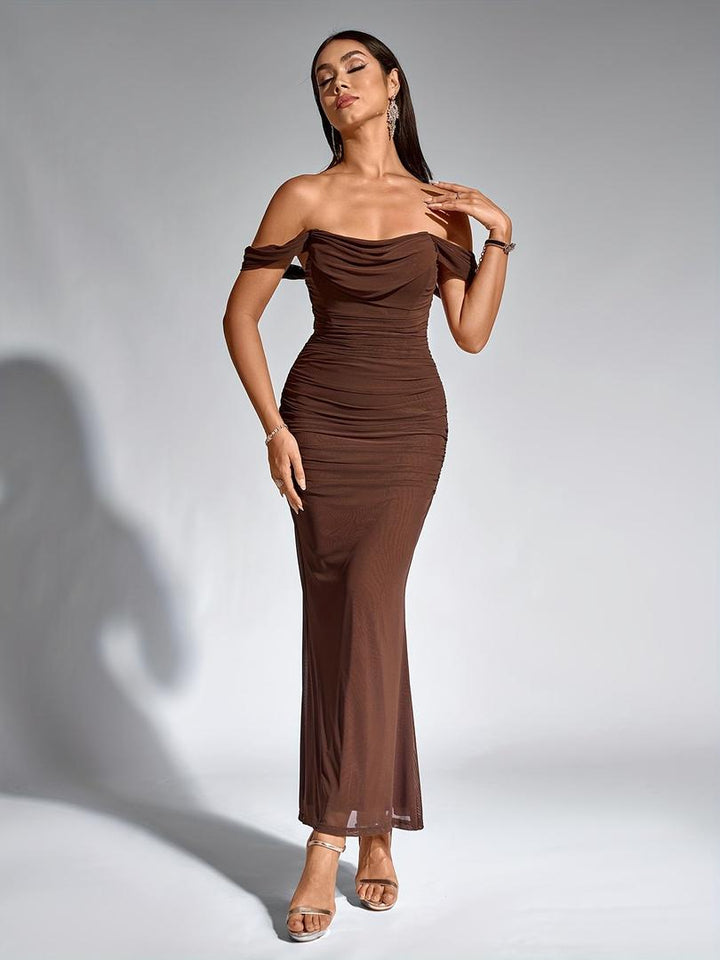 Damen Maxi Hochzeitsgastkleid | Schulterfrei