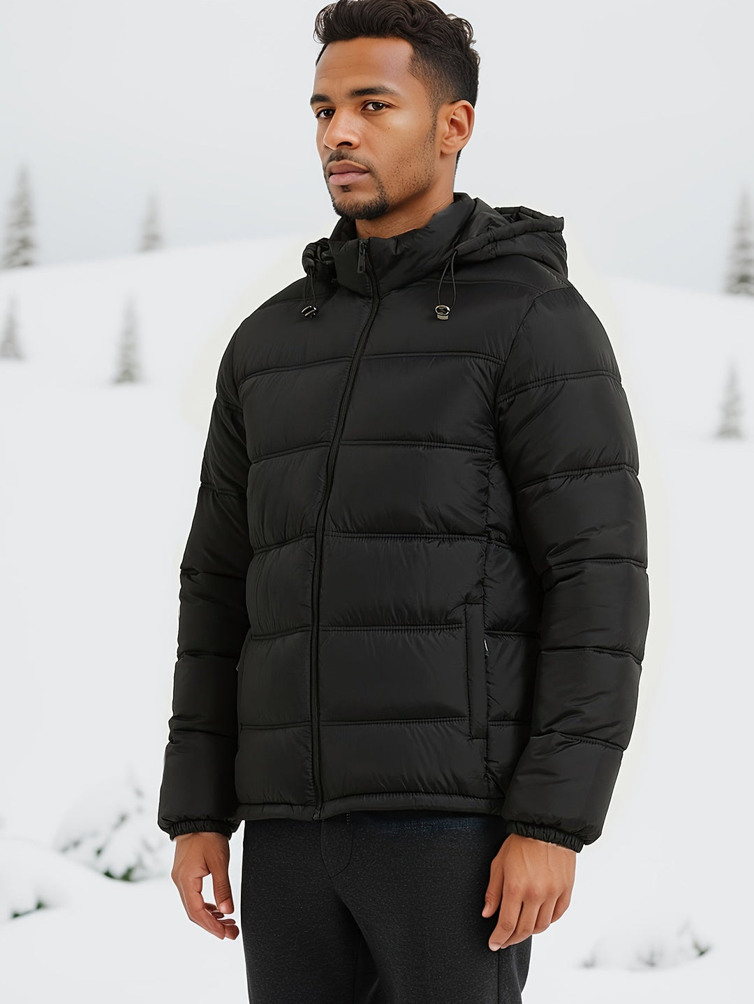 Herren Winter-Daunenjacke Mit Kapuze | Mit Reißverschluss