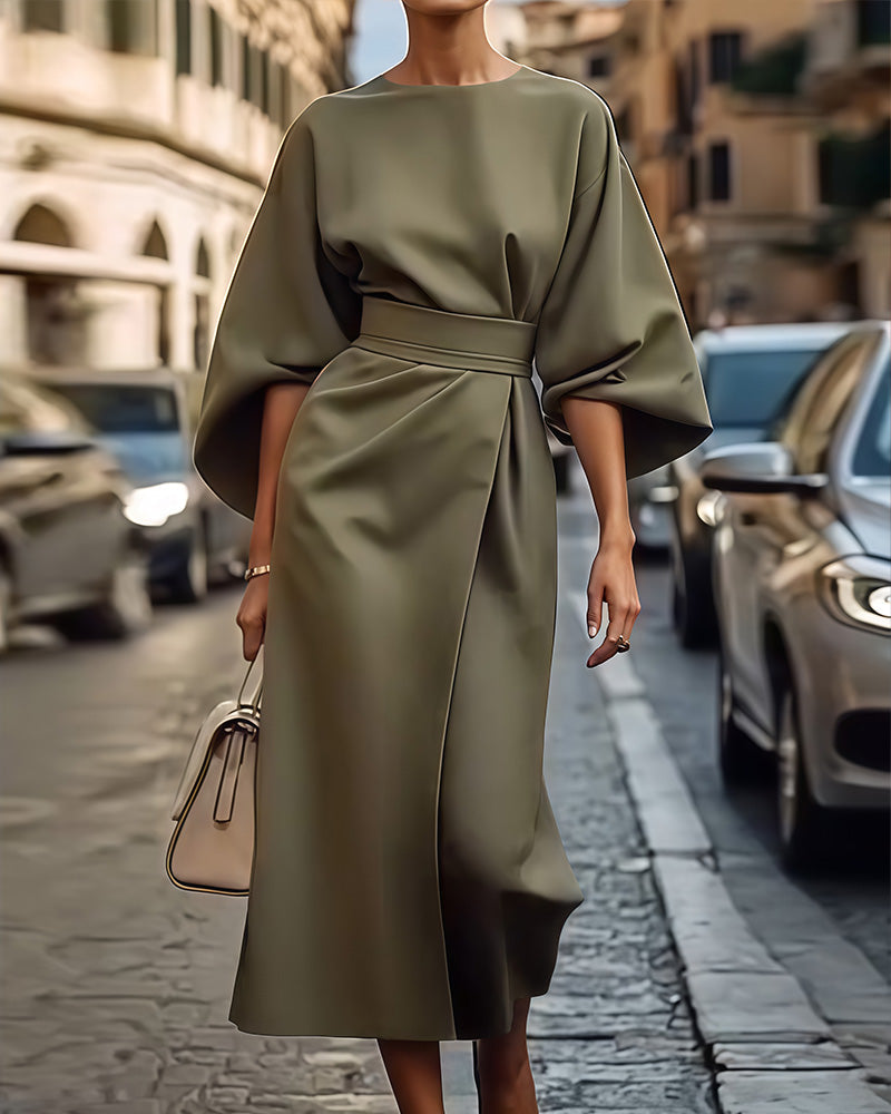 Elegantes Midi-Wickelkleid mit Gürtel für Damen