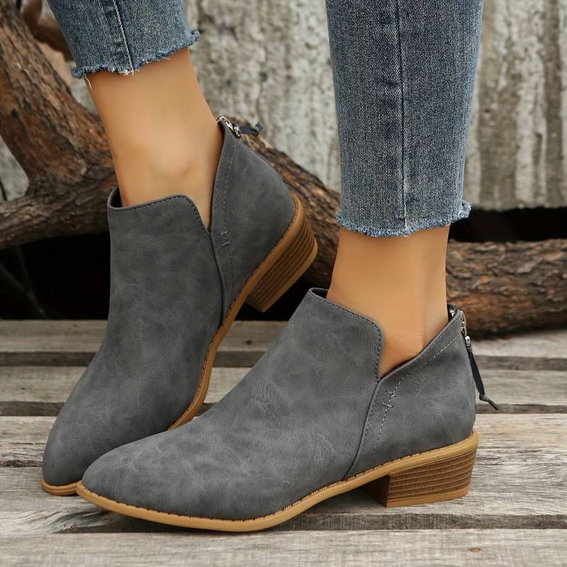 Damen Wildleder Stiefeletten mit niedrigem Absatz