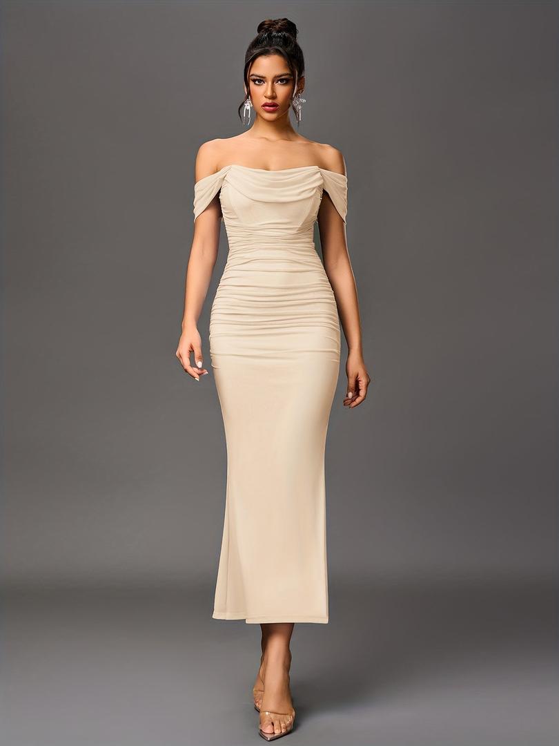 Damen Maxi Hochzeitsgastkleid | Schulterfrei