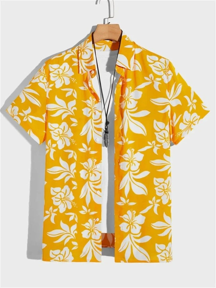 Herren Kurzarm-Hemd mit Knopfleiste und Print