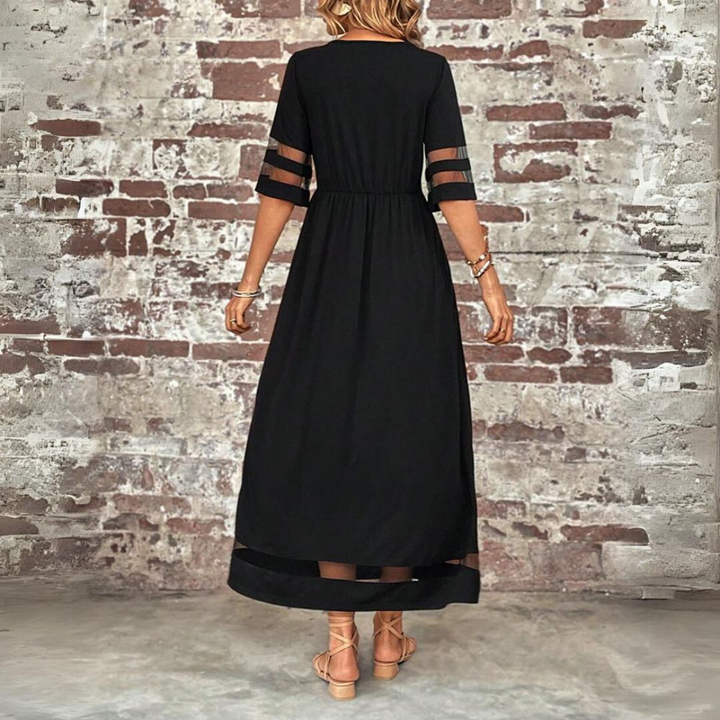 Damen-Sommer-Midikleid mit transparenten Ärmelabschlüssen