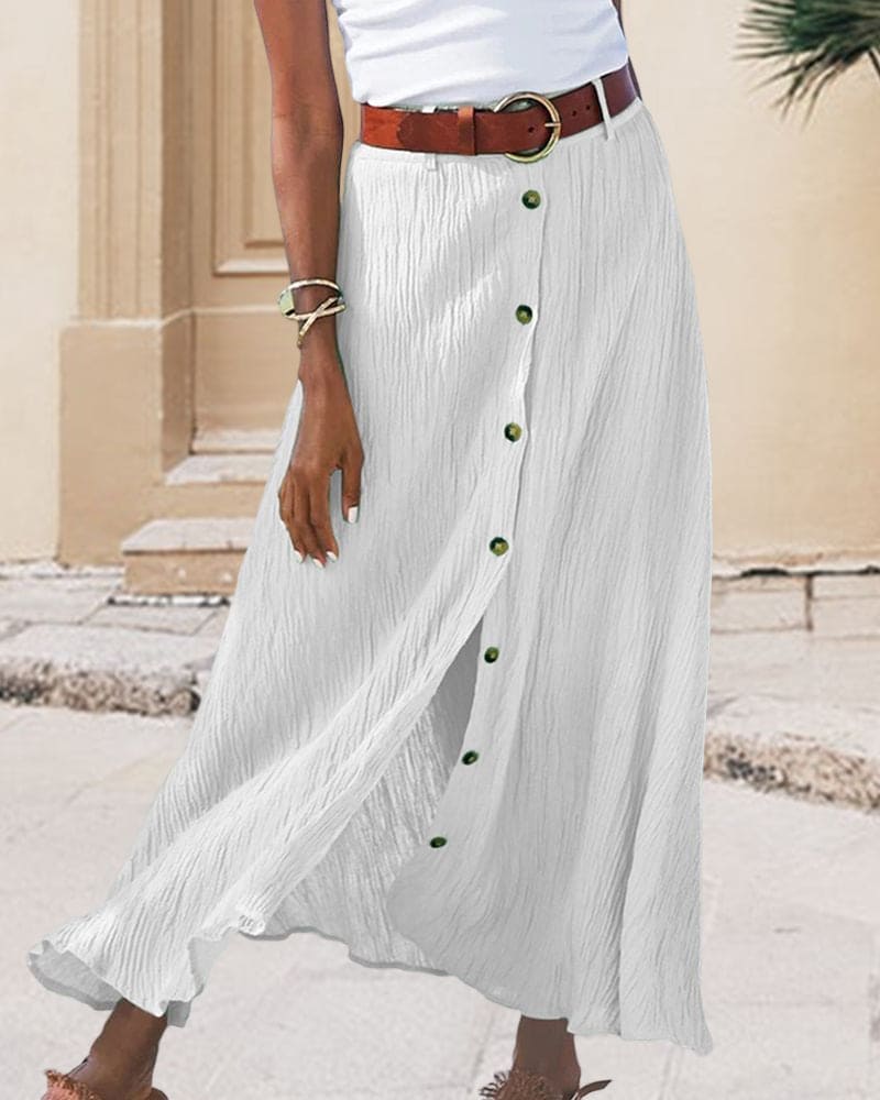 Midi-Rock mit Hoher Taille und Frontschlitz für Damen