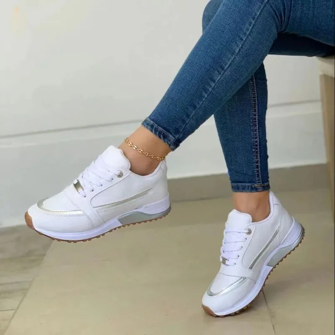 Damen Alle Jahreszeiten-Dicker Sohle Sneaker mit and Schnürung