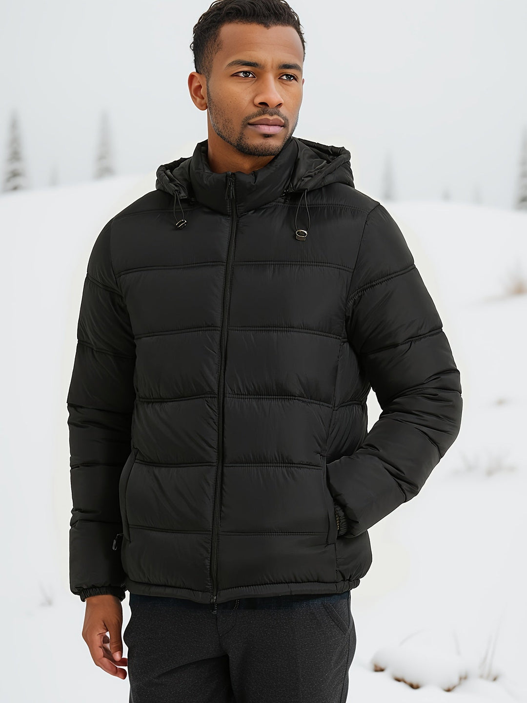 Herren Winter-Daunenjacke Mit Kapuze | Mit Reißverschluss