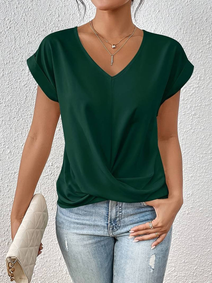Damen Kurzarm-T-Shirt mit V-Ausschnitt