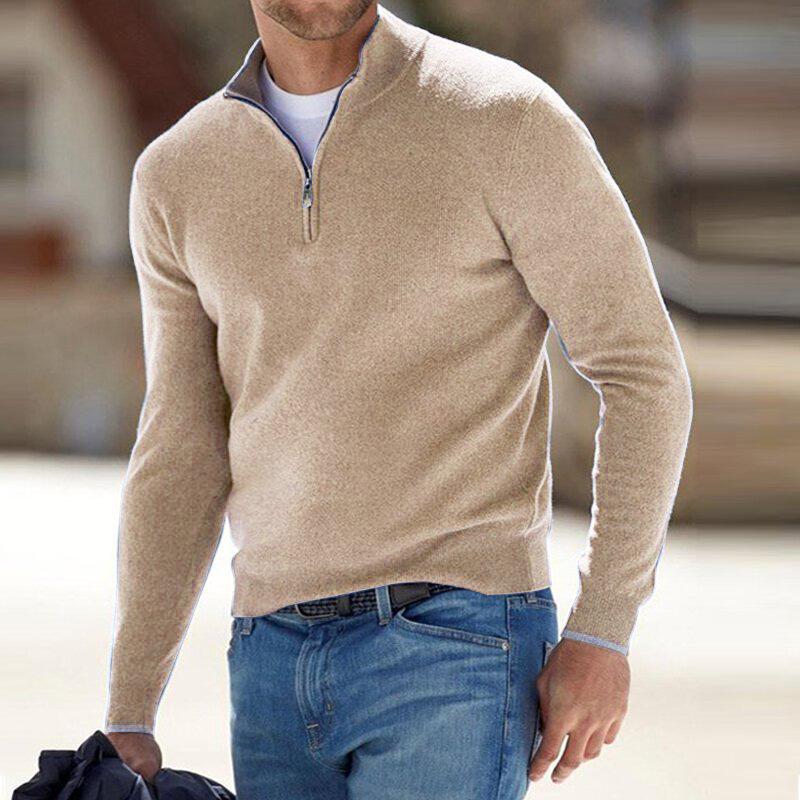 Lässiger Herrenpullover Mit Halbem Reißverschluss | Langarm