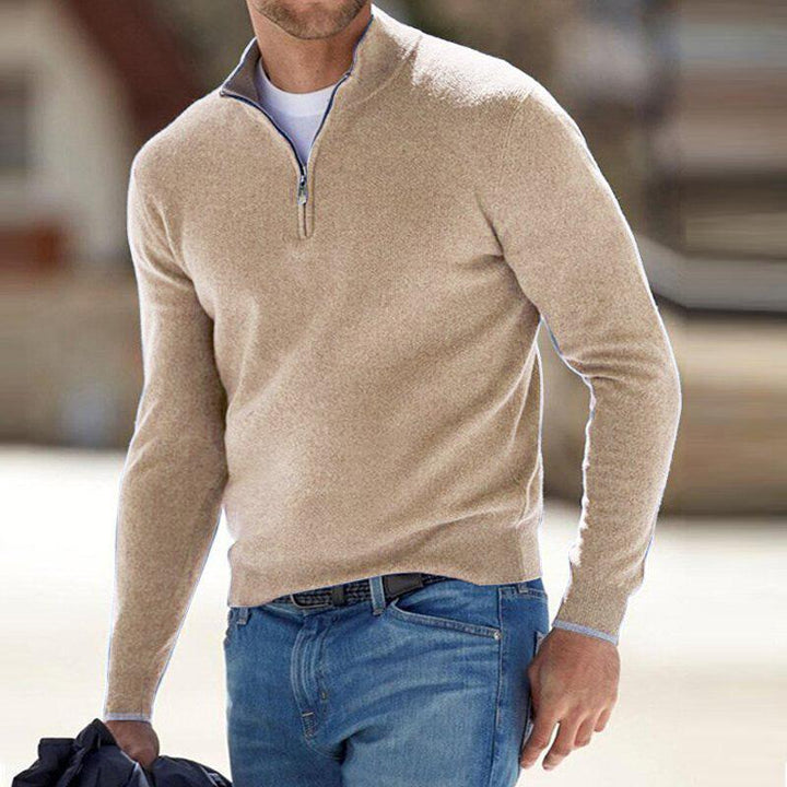 Lässiger Herrenpullover Mit Halbem Reißverschluss | Langarm