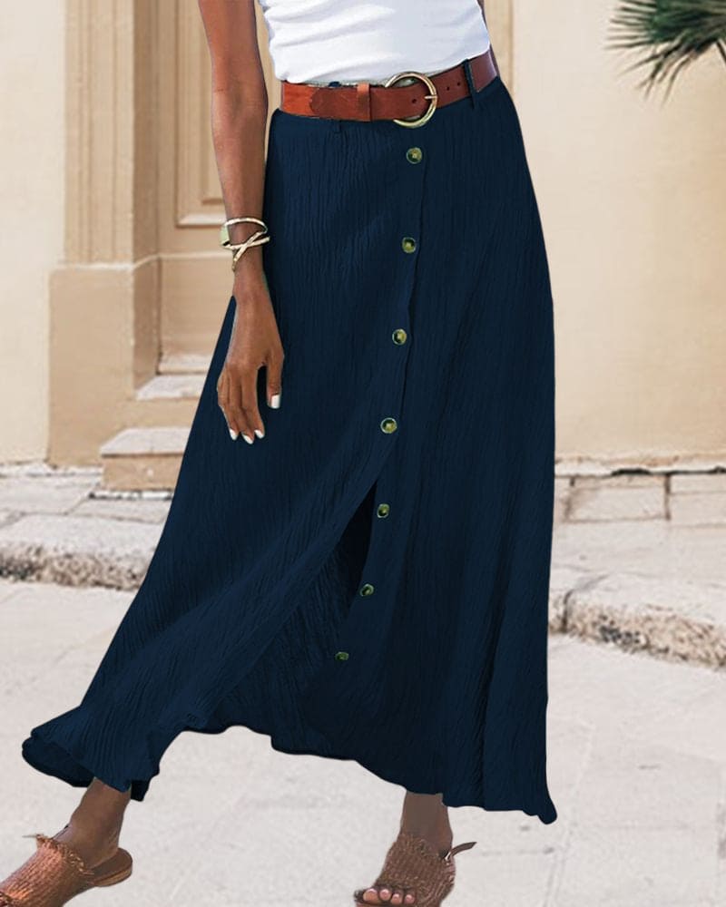 Midi-Rock mit Hoher Taille und Frontschlitz für Damen