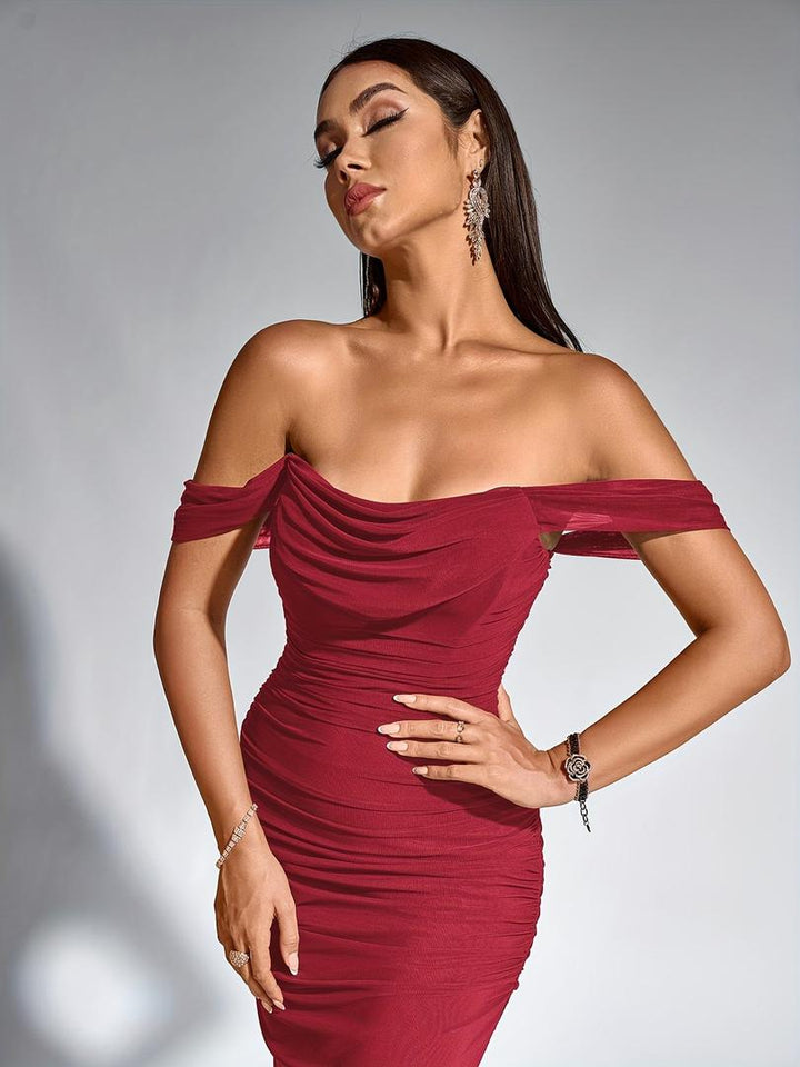 Damen Maxi Hochzeitsgastkleid | Schulterfrei