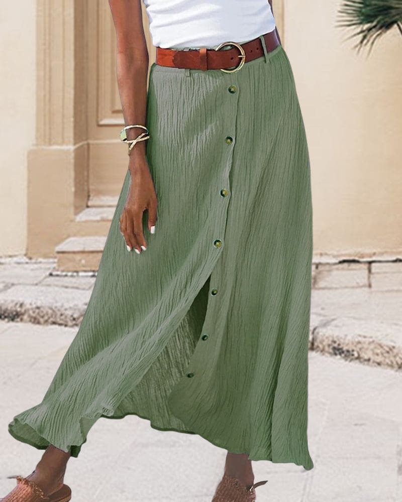 Midi-Rock mit Hoher Taille und Frontschlitz für Damen