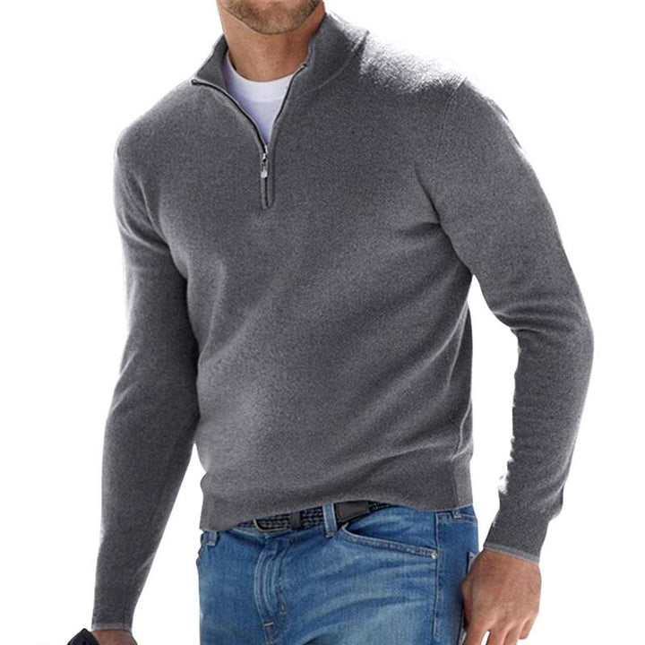Lässiger Herrenpullover Mit Halbem Reißverschluss | Langarm