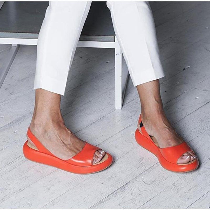 Damen-Keilabsatzsandalen mit offener Zehenpartie und Slingback-Riemen