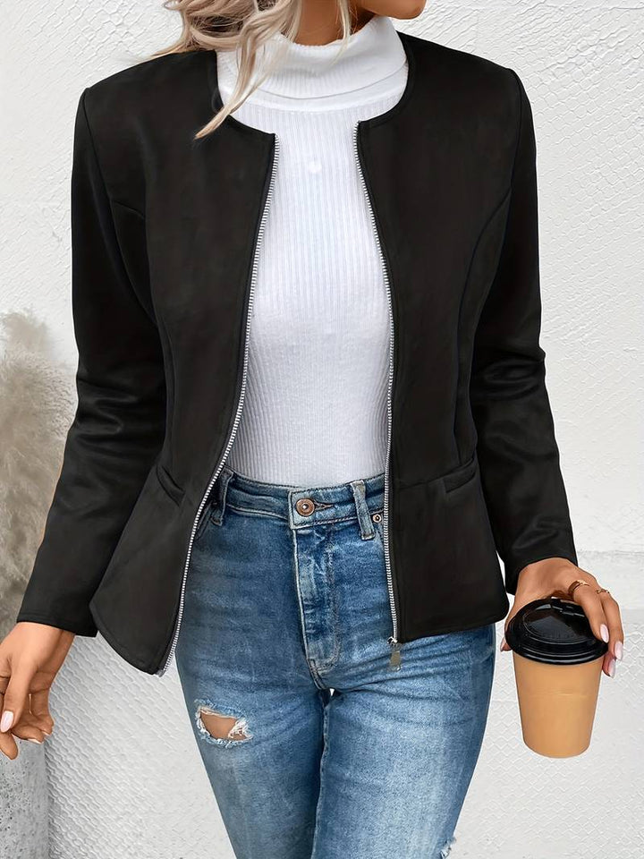 Wildlederjacke Für Damen Mit Langarm | Mit Reißverschluss