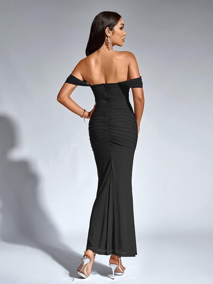 Damen Maxi Hochzeitsgastkleid | Schulterfrei