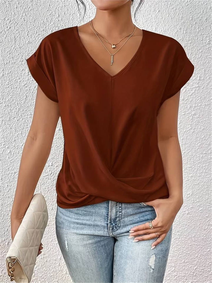 Damen Kurzarm-T-Shirt mit V-Ausschnitt