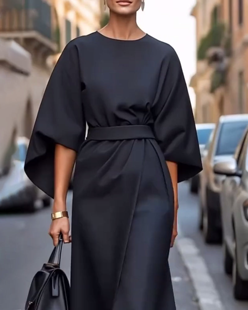 Elegantes Midi-Wickelkleid mit Gürtel für Damen