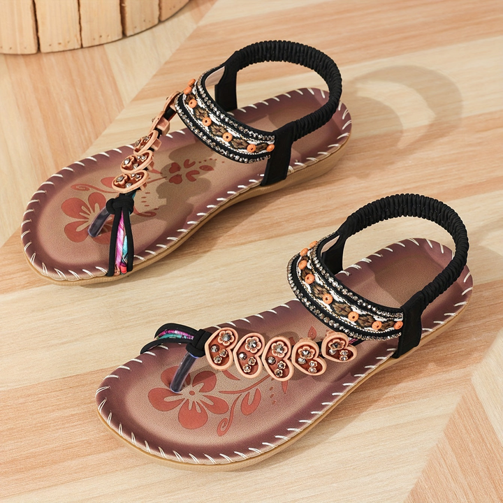 Damen Zehentrenner Sandalen mit Herzverzierungen