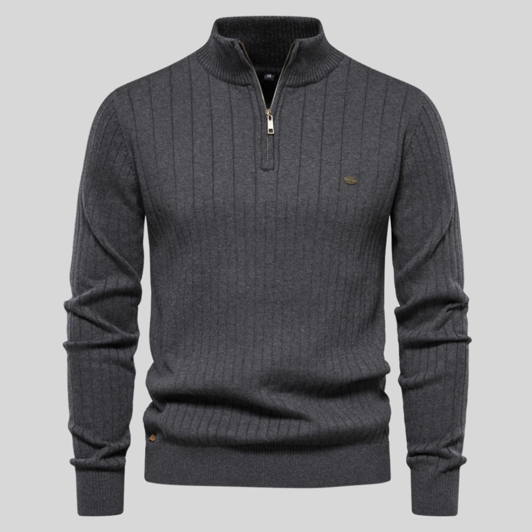 Herren-Strickpullover Mit Halbem Reißverschluss | Lange Ärmel