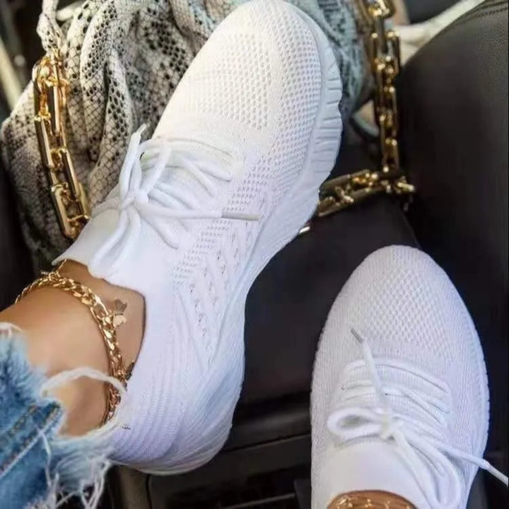 Damen Strick-Sneaker mit Schnürung