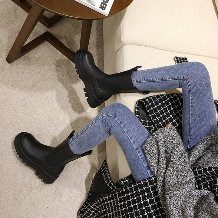 Damen Plateaustiefel aus Veganleder