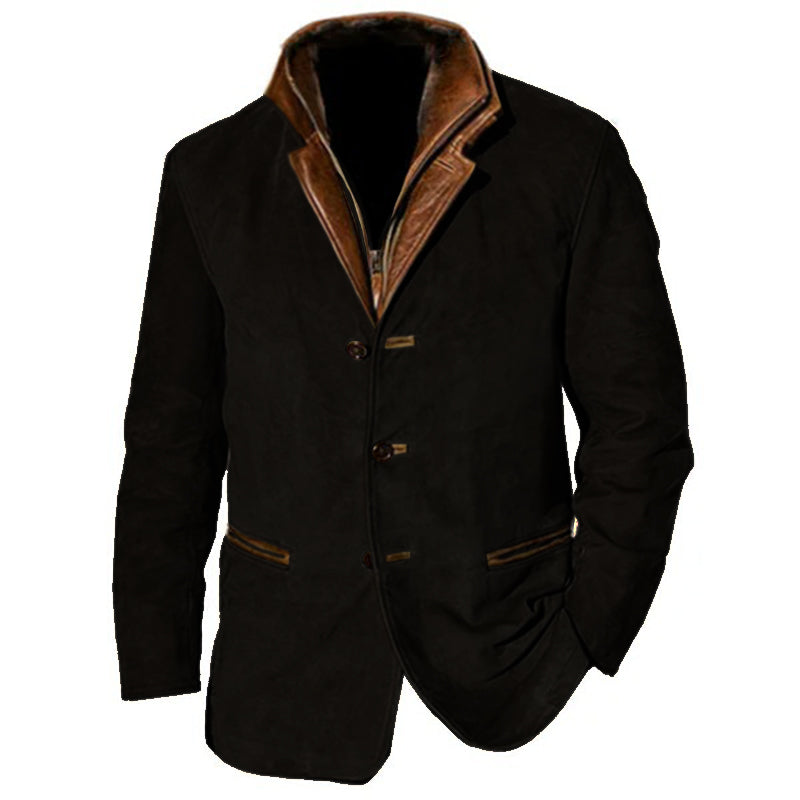 Herren Jacke Mit Lederbesatz | Langarm