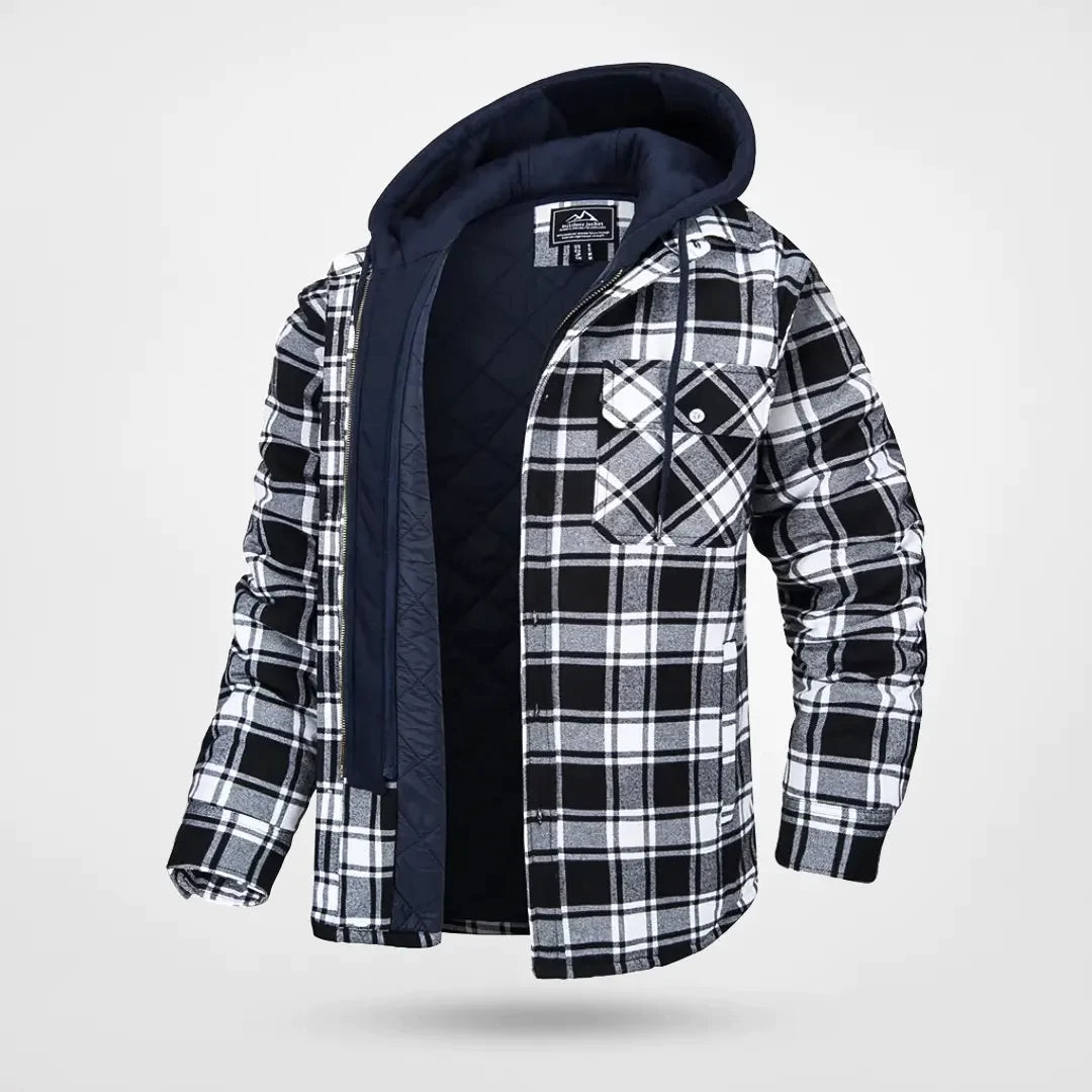 Herren Kapuzenjacke Mit Kariertem Muster | Winter